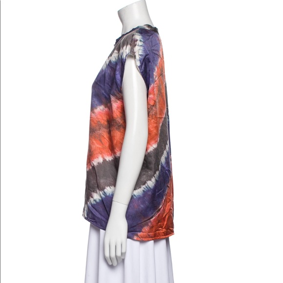 RAQUEL ALLEGRA Tie-Dye Print Crew Neck Blouse. XS, but could fit small or medium - Picture 2 of 6